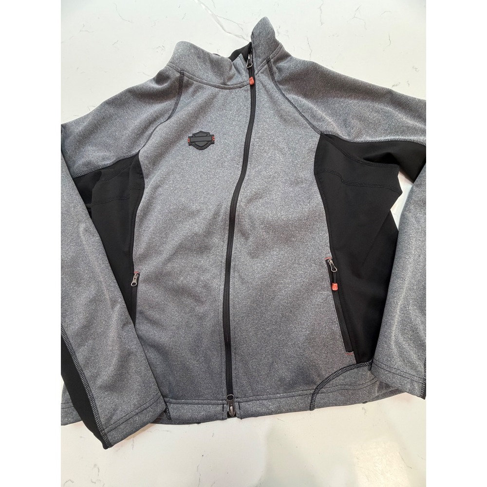 Harley-Davidson Womens Gray Black Full Zip Performance Jacket Thumbholes XL